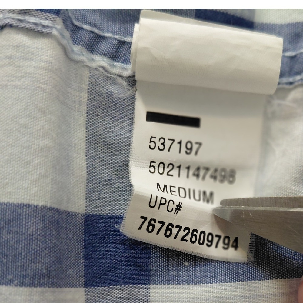 Kids Blue White Plaid Short Sleeve Button‎ Down Shirt Floral Trim Preppy M 15 - Picture 10 of 11